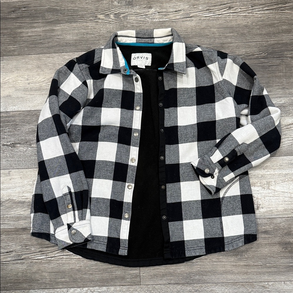 Orvis Black and White fleece lined Checkered shacket